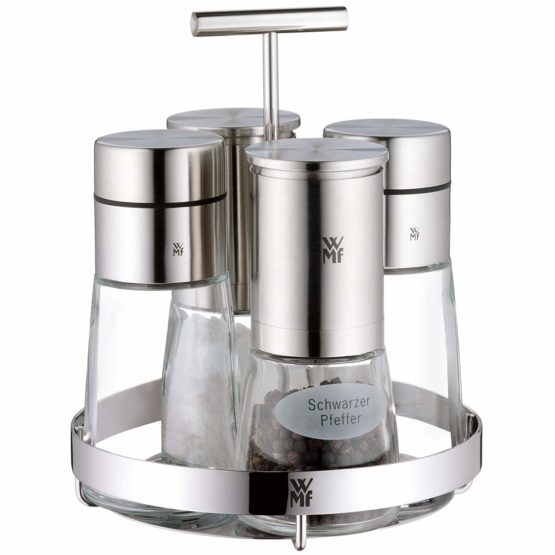 WMF 5 pc Condiment Set Ceramill De Luxe, Stainless Steel, Silver, 17 x 29.9 x 21.5 cm - Image 3