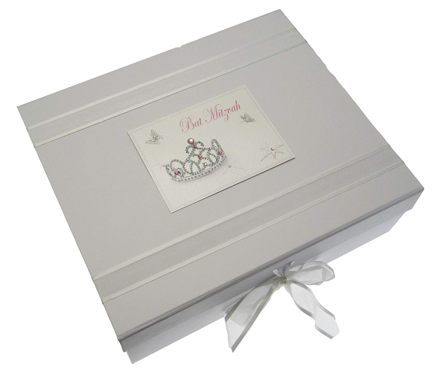 white cotton cards Bat Mitzvah Keepsake Box Jewish Gift