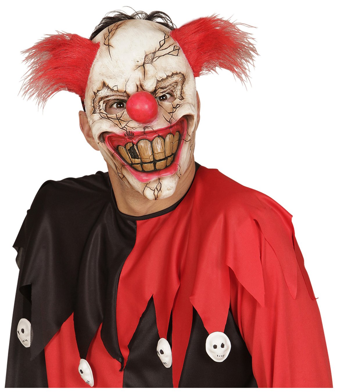 Widmann Half Face Mask Killer Clown with Hair Carnival Halloween Party Costumes, Multi-coloured, standard size - Image 2