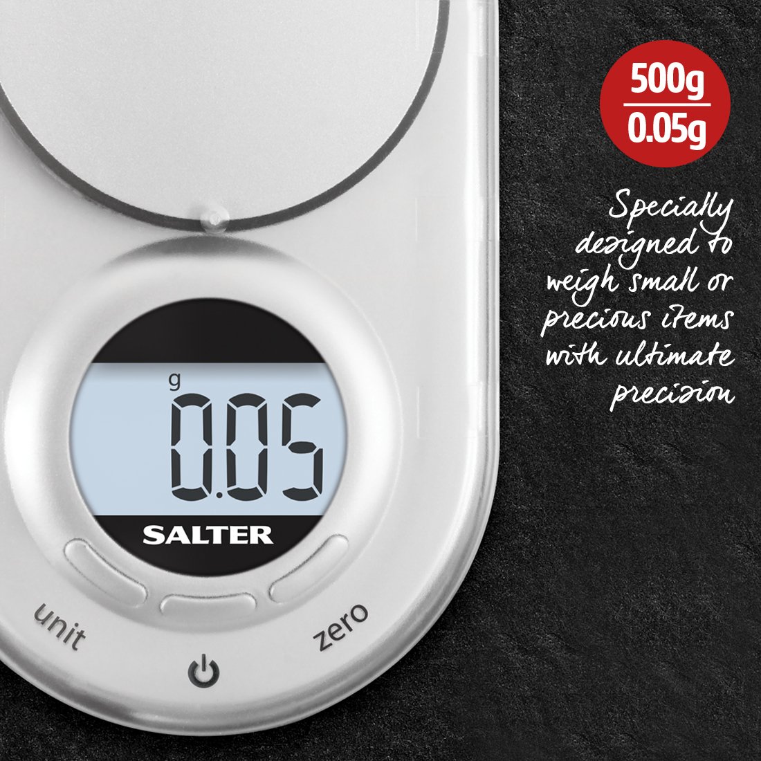 Salter 1260 SVDRA Precision Electronic Scale, Micro Pocket Digital Scales, 500g Capacity, In 0.05g Increments, Neat Storage - Image 4
