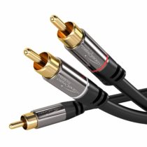 KabelDirekt – 1m – RCA/phono Y cable, 1 to 2 RCA/phono, stereo audio cable (coax cable, RCA/phono male/male cinch plugs, analogue/digital, adapter for subs/amps/Hi-Fis/home cinema/receivers, black)