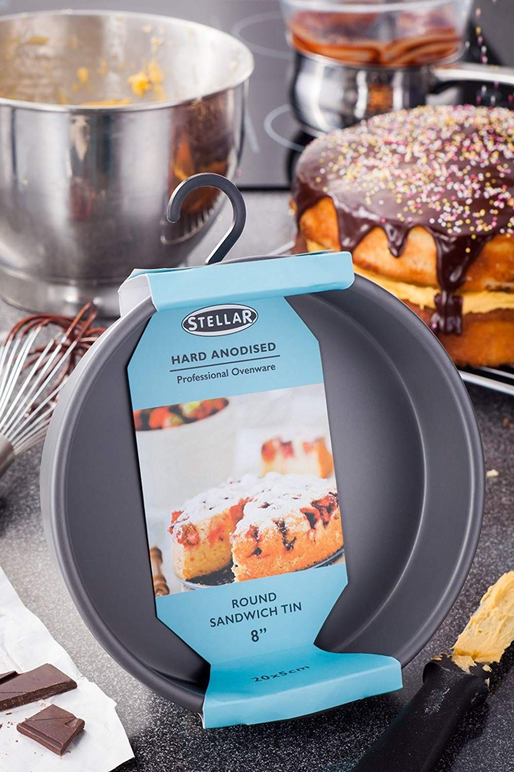 Stellar Expert 8" / 20cm Round Sandwich Tin, Oven Safe to 240C, PTFE & PROFA Free, Black, 8 inches - Image 2