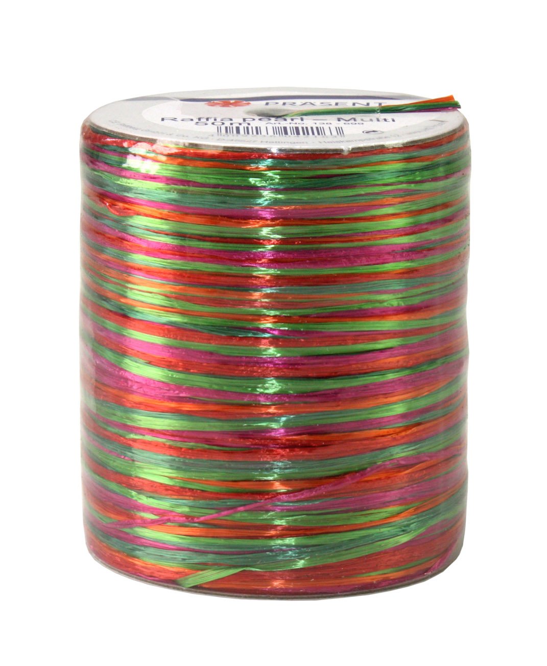 PRÄSENT - Rayon Raffia Biodegradable Ribbon Pink-Green 50 meter spool, 138-699