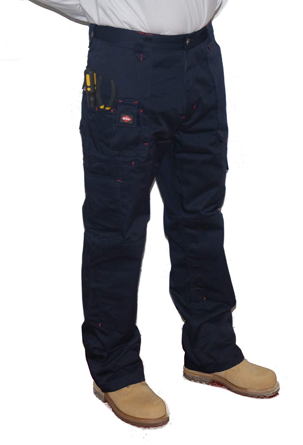 Size 30W/33L Lee Cooper Workwear Mens Multi Pocket Easy Care Heavy Duty Knee Pad Pockets Safety Work Cargo Trousers Pants Long Navy