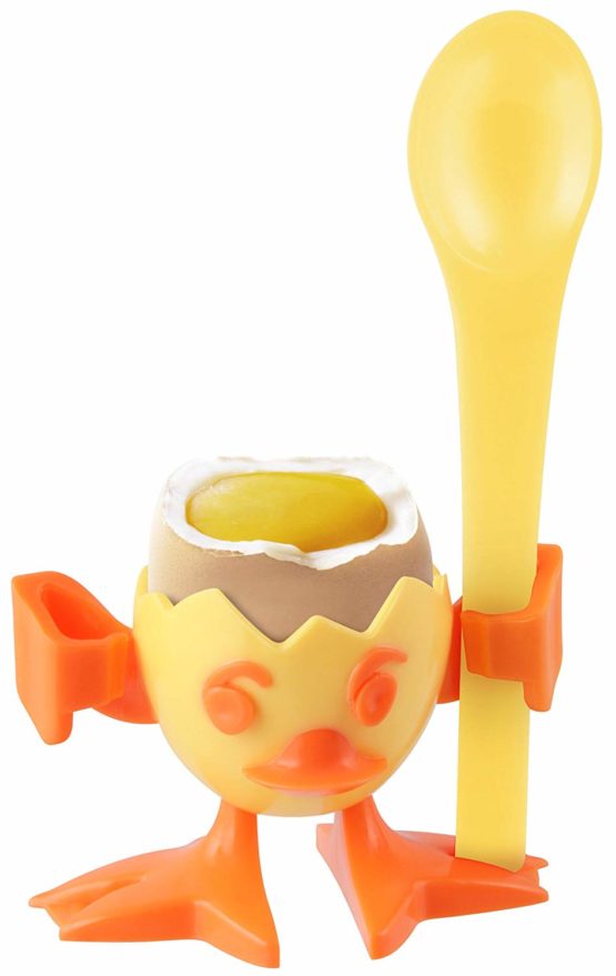 Fackelmann Cup and Egg Spoon Chicky of Plastic, Yellow/Orange, 7.5 x 5 x 4.5 cm - Image 2