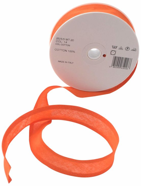 Inastri 25/5/5 mm Cotton Bias Binding, Orange
