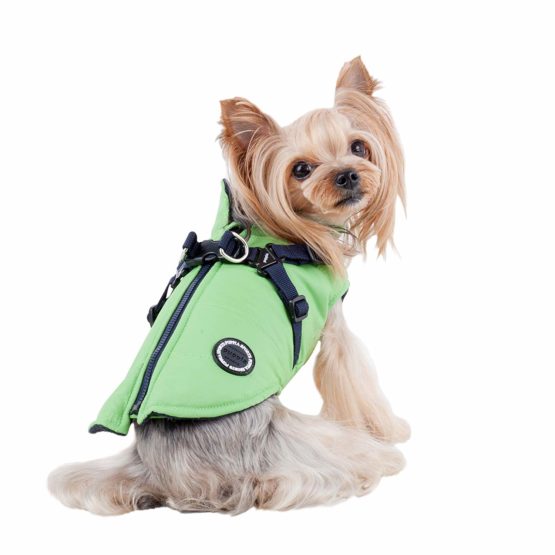 Puppia Dog Coats for Small and Medium Dogs - Waterproof Dog Coat with Harness Lined with fleece for pleasant warmth, Green, S - Image 3