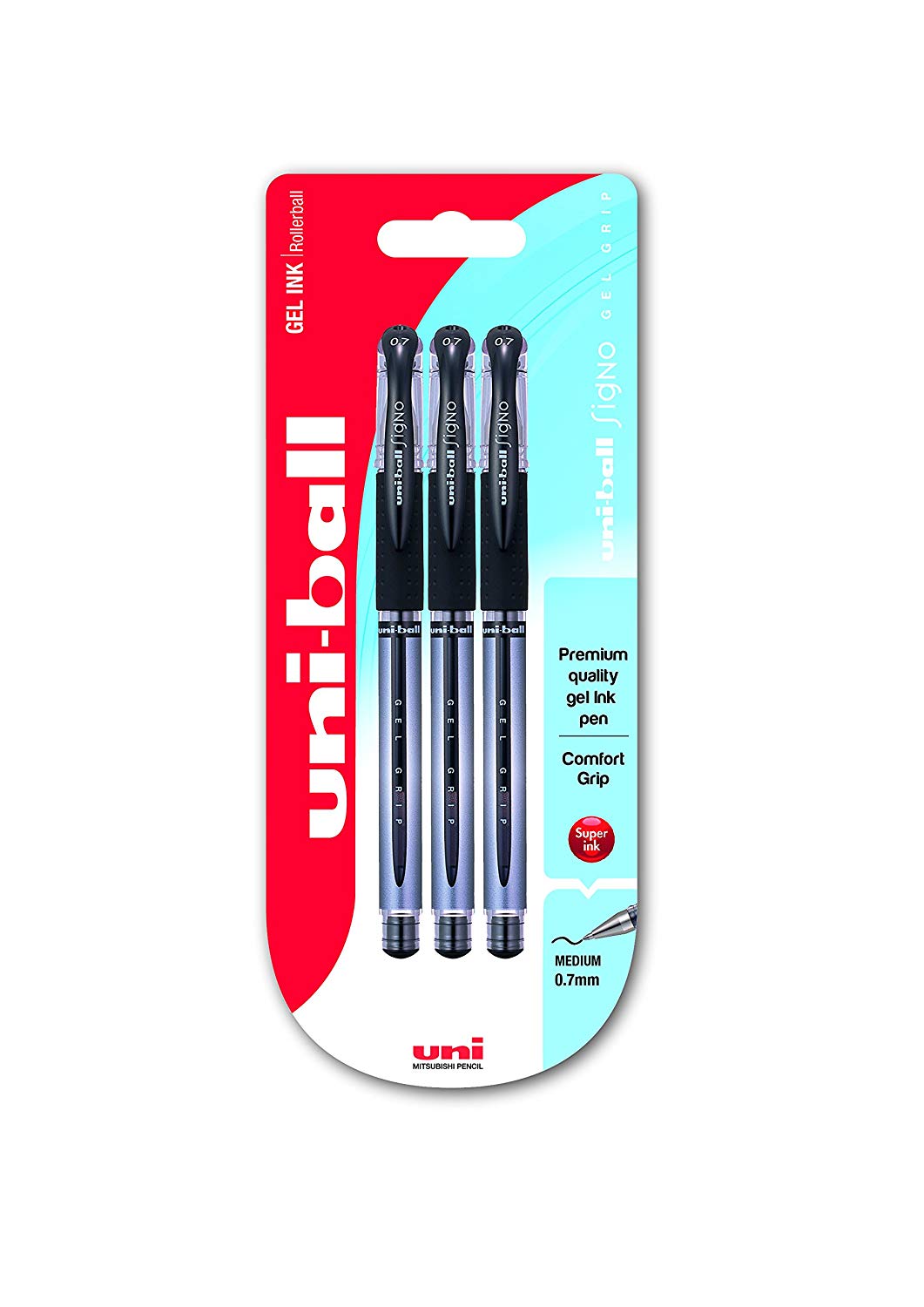 Uni-ball Signo Gel-Tintenroller 0,7 Mm – Weicher Griff, Rote Tinte, 12 Stück Im Pack