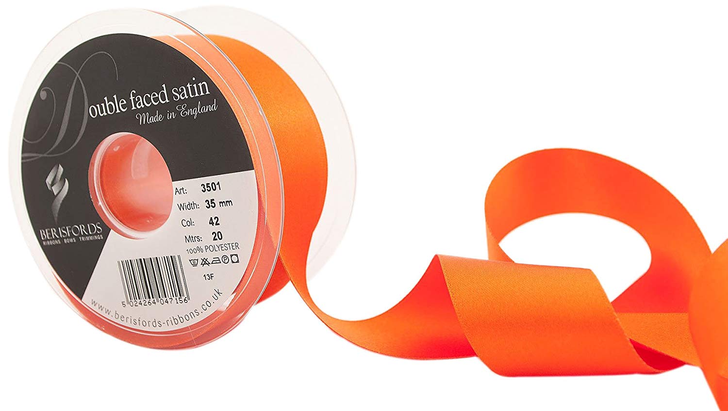 Berisfords Double Satin Ribbon, Orange Delight, 20 m