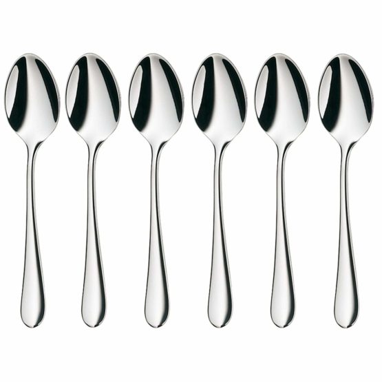 WMF Espresso Spoons Set of 6 Merit Cromargan Protect Steel Extremely Scratch Resistant Polished