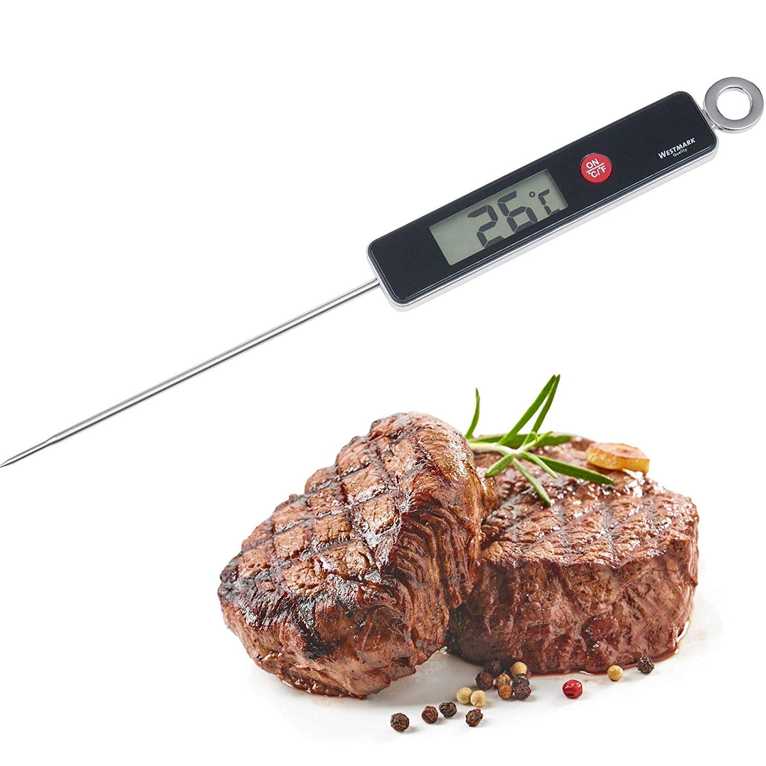 Westmark Probe Thermometer, Measuring Range: 0 °C to +200 °C/ 32 °F to +392 °F, Stainless Steel/Plastic, Silver/Black/Red, 12782280
