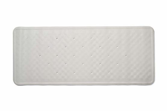 Croydex AG182622 Hygiene 'N' Clean Anti-Bacterial Slip-Resistant Large Natural Rubber Suction Long Bath Mat, 37 x 90 cm, White