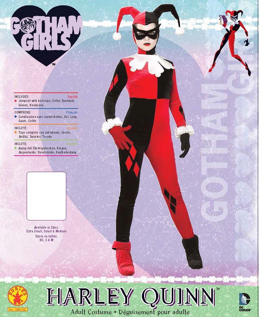 Rubies Official Ladies Super Villain Harley Quinn Jumpsuit Adult Costume Medium Bigamart 4399