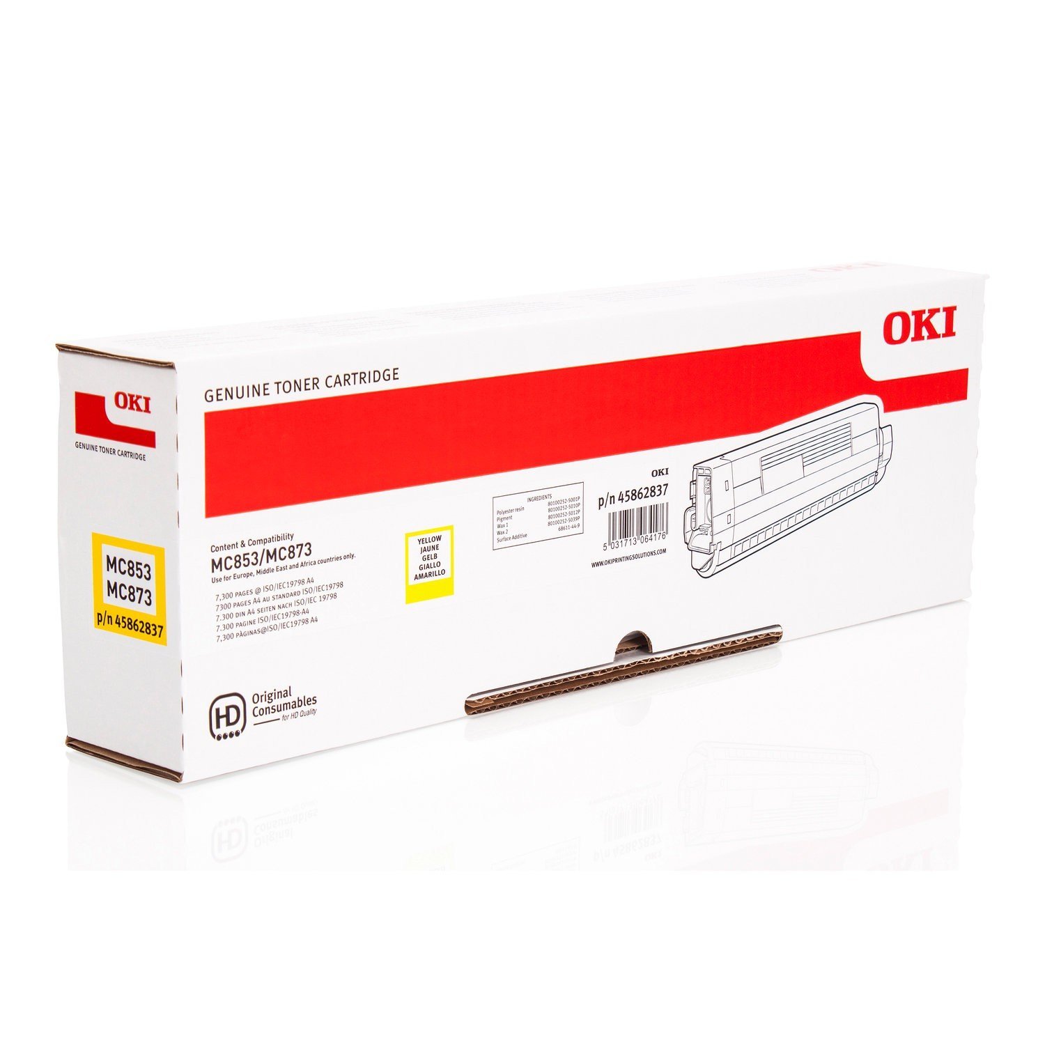Oki Standard Toner Cartridge for Mc853/Mc873 Printers - Yellow - Image 2