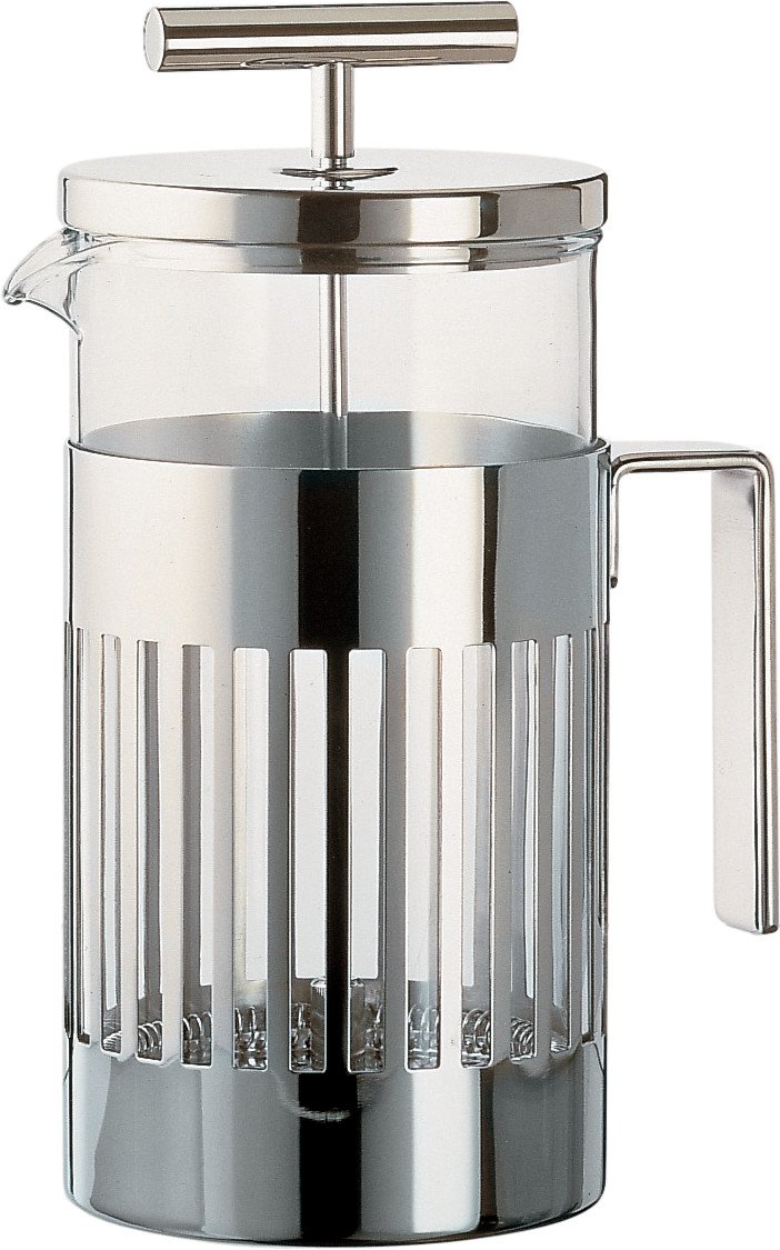 Alessi 9094/3 - Press Filter Coffee Maker or Infuser in 18/10 Stainless Steel Mirror Polished and Heat Resistant Glass, 3 Cups