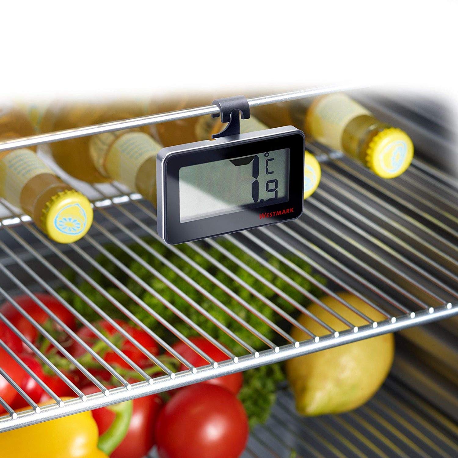 Westmark Digital Fridge Thermometer, For Measuring In Or Out Of The Fridge, Plastic/Glass, Silver/Black