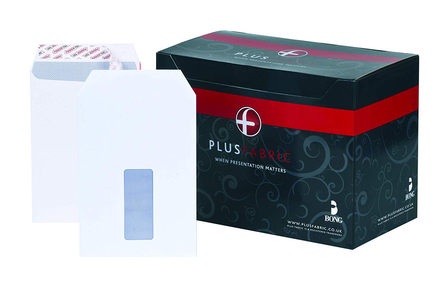 Plus Fabric C5 Prestige White 120gsm Window P&S Powertac Pocket Box of 500 Envelopes