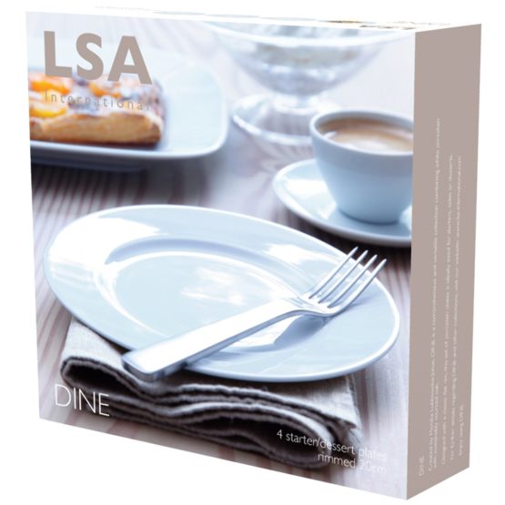 LSA DI15 Dine Starter/Dessert Plate Rimmed Ø20 cm x 4, White - Image 3