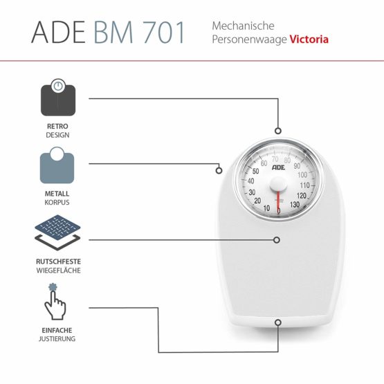 ADE Germany BM 701 Victoria Mechanical Bathroom Scale White - Image 4