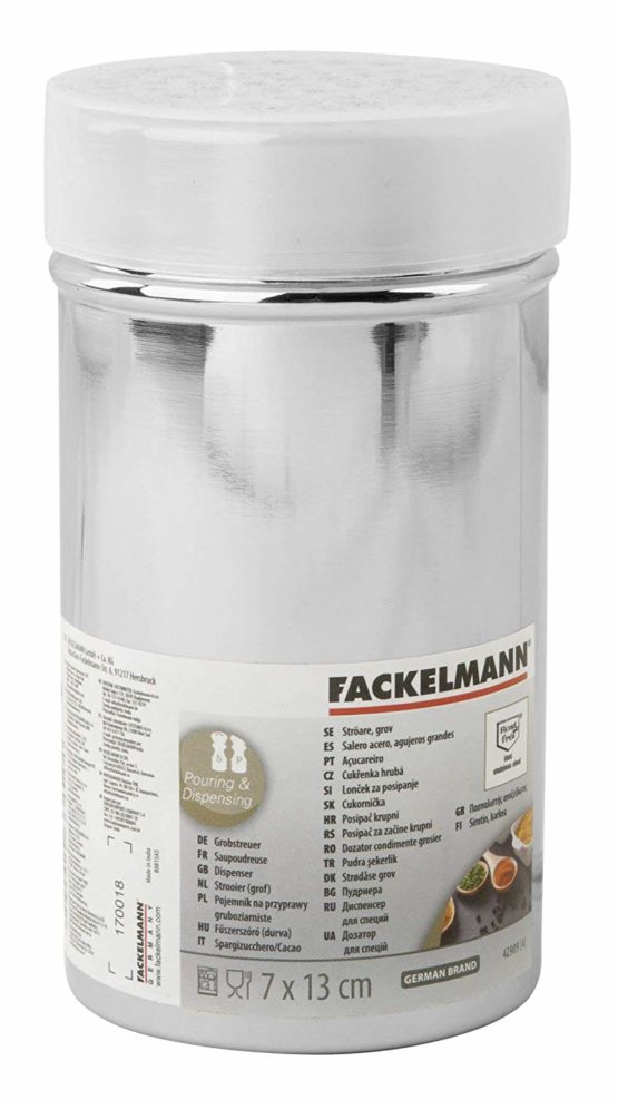 Fackelmann Stainless Steel Coarse Dispenser, Silver/White, 2.7 x 5.1-Inch - Image 2
