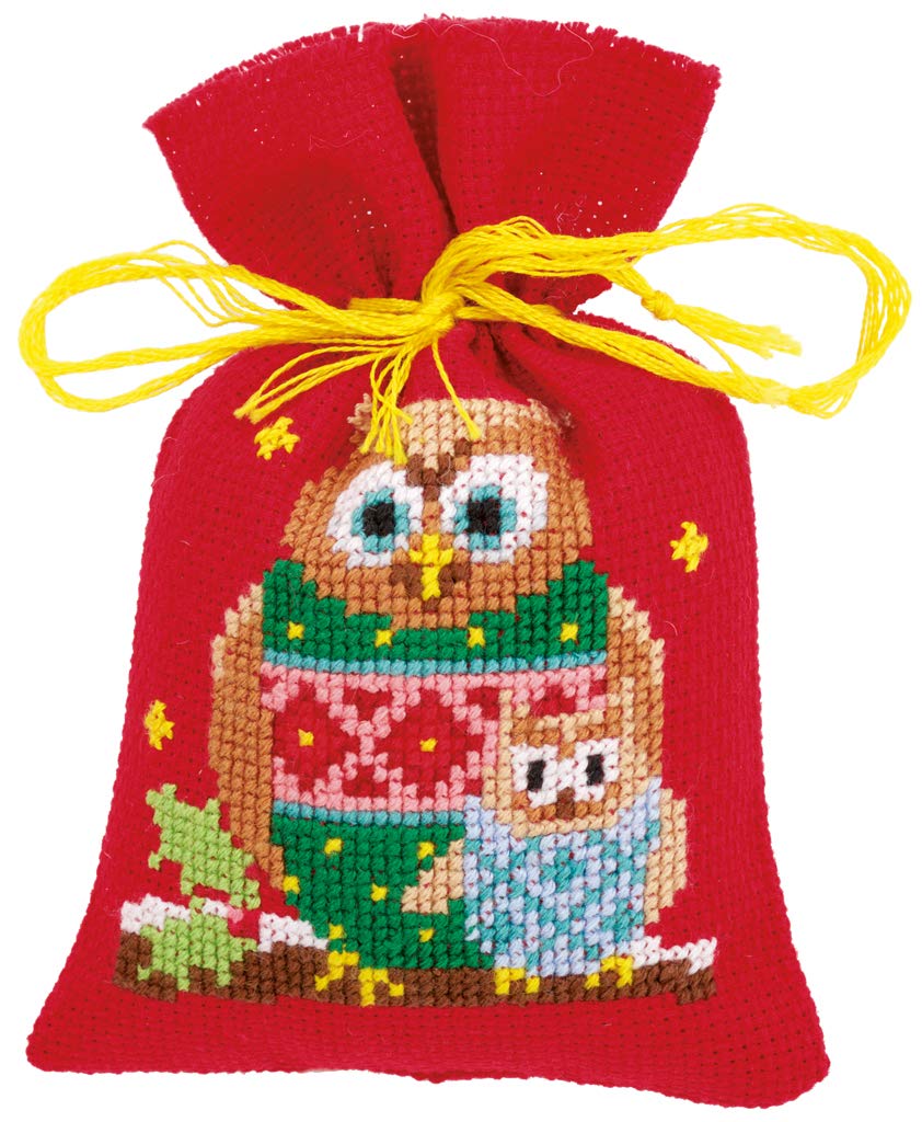 Vervaco Counted Cross Stitch Kit: Pot-Pourri Bag: Christmas Owls: Set of 3, Acrylic, NA, 8 x 12cm, N\a - Image 2