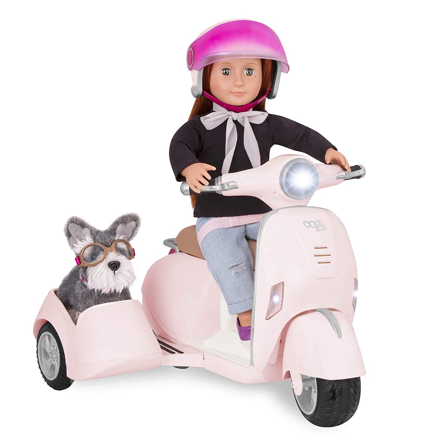 Our Generation - OG Ride Along Scooter - Vehicle Playset - Helmet & Sidecar - 18-Inch Doll Accessories - Image 2