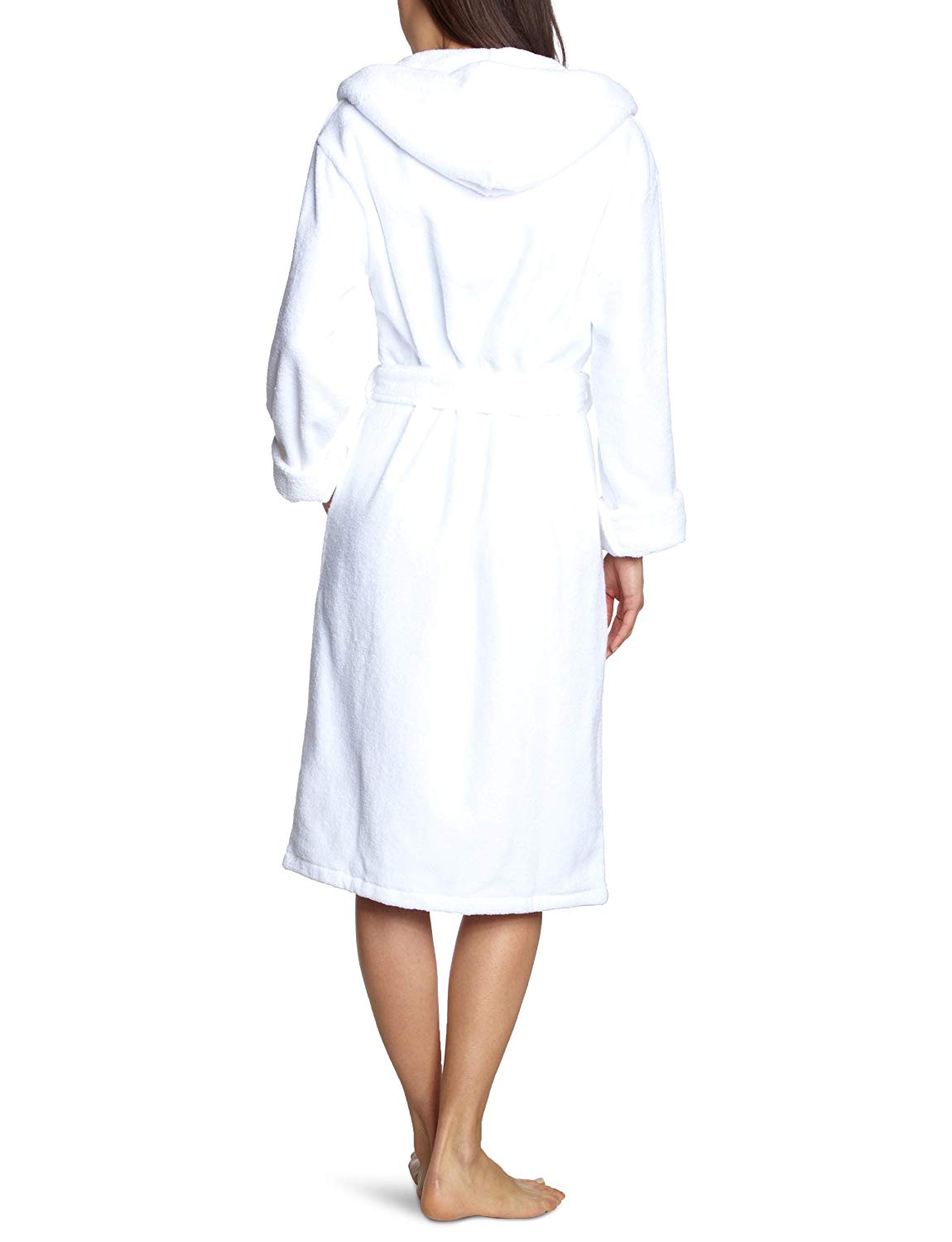 Schiesser Women's Bathrobe with Hood Terry Cloth 120 cm Length Cotton, White (100-white) - Image 2