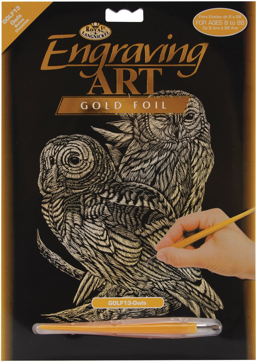 Royal & Langnickel Gold Engraving Art A4 Size Owls Designed Painting Set, Multicolour, OSFA