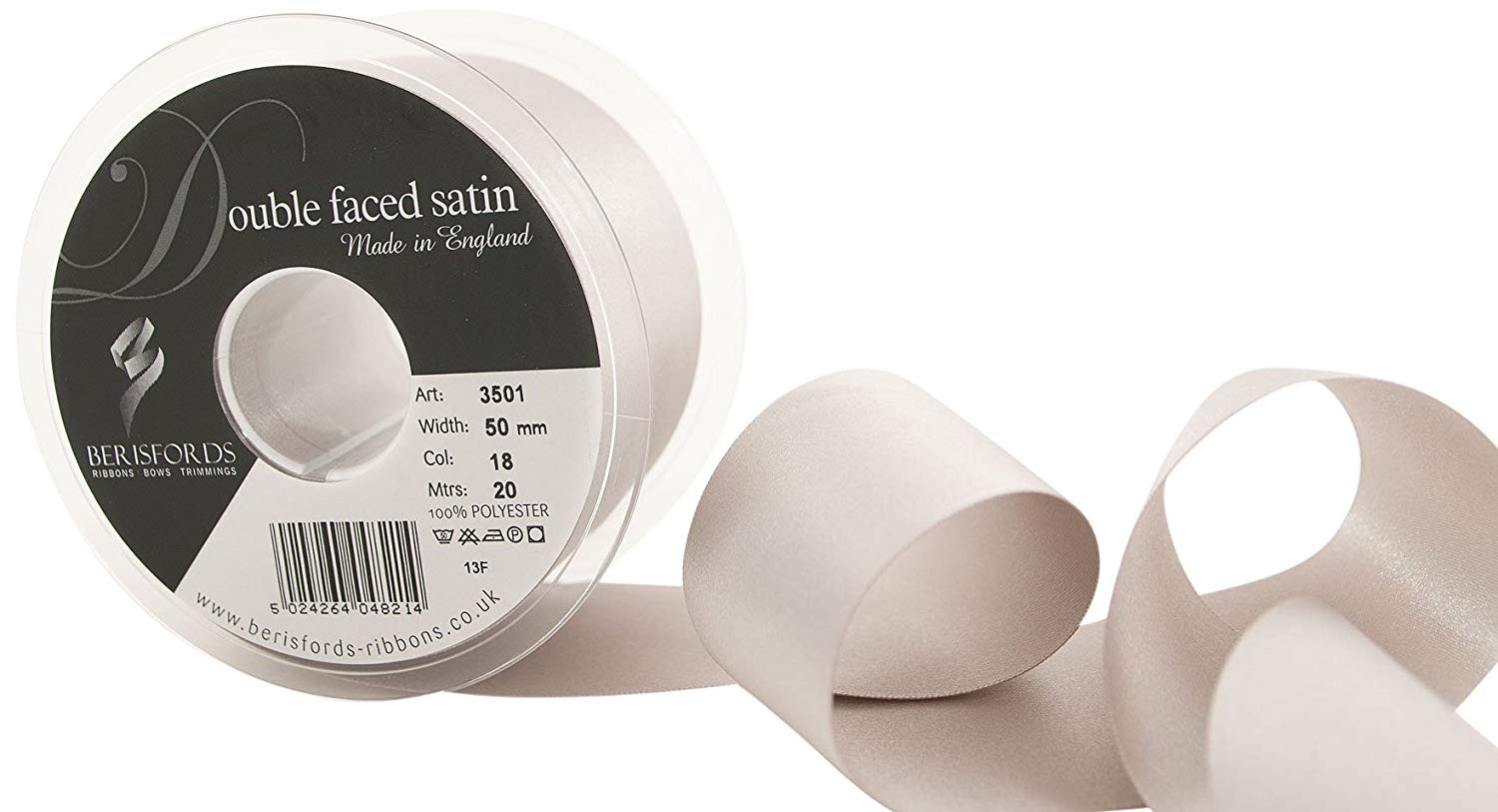 Berisfords Ribbon, Silver Grey, 50 mm, 3501-SG-50
