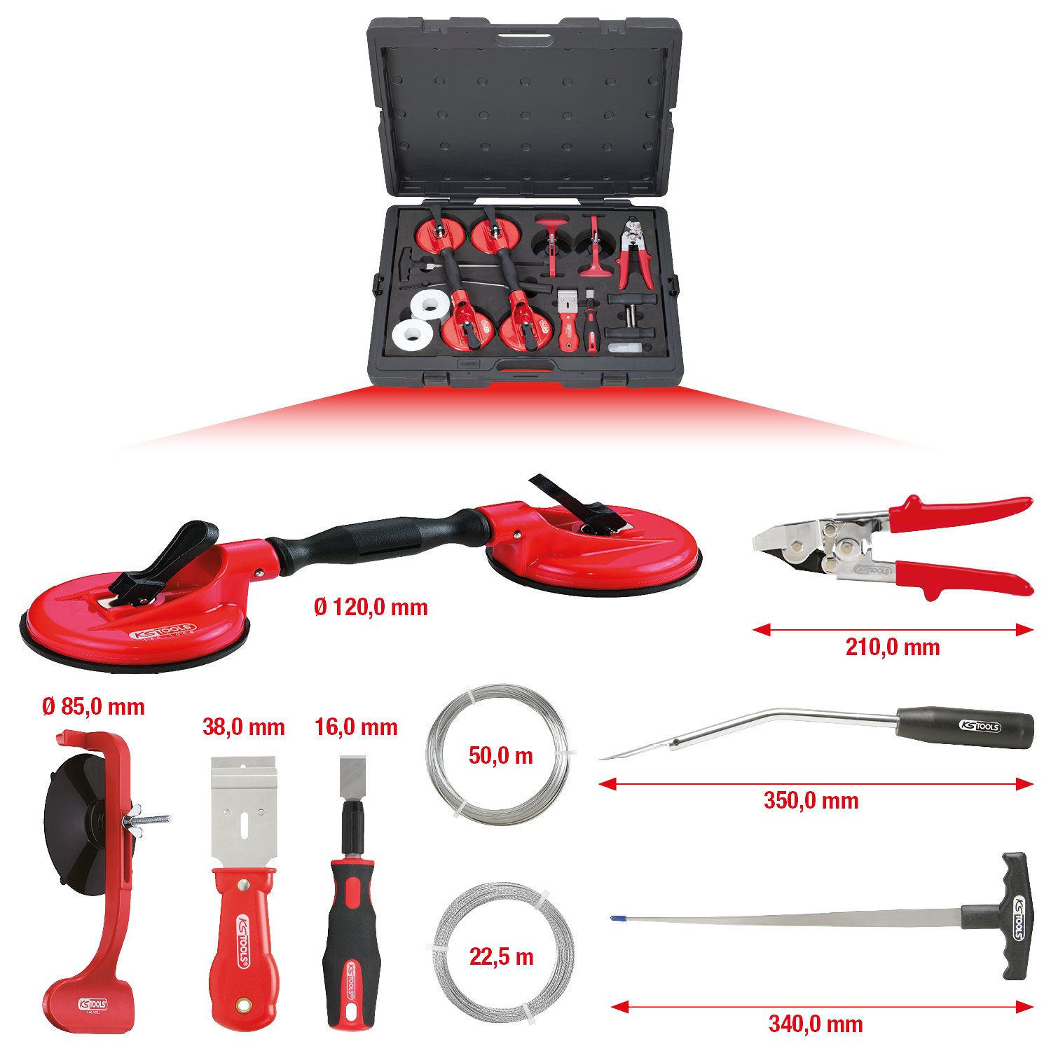 KS Tools 140.1065 Windscreen Repair Kit (12 Pieces), Clear - Image 2