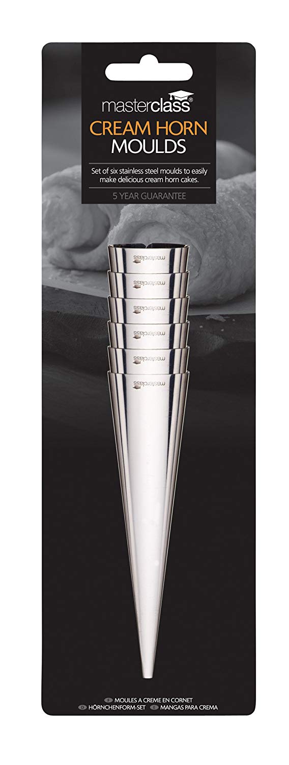 MasterClass Cream Horn Moulds, Stainless Steel, Pro Pastries Cone Shapers, Blister Packed, 6 Piece Set, Silver, 14 cm - Image 2