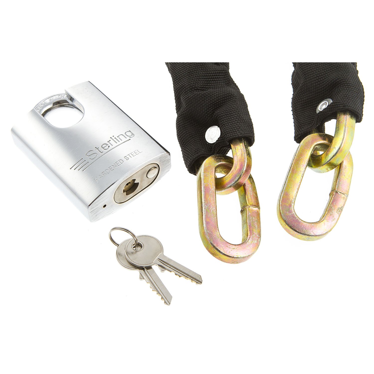Sterling 100SSP 10 mm x 1 m Sold Secure Chain and 50 mm Solid Steel Closed Shackle Padlock Set, Gold,silver - Image 2