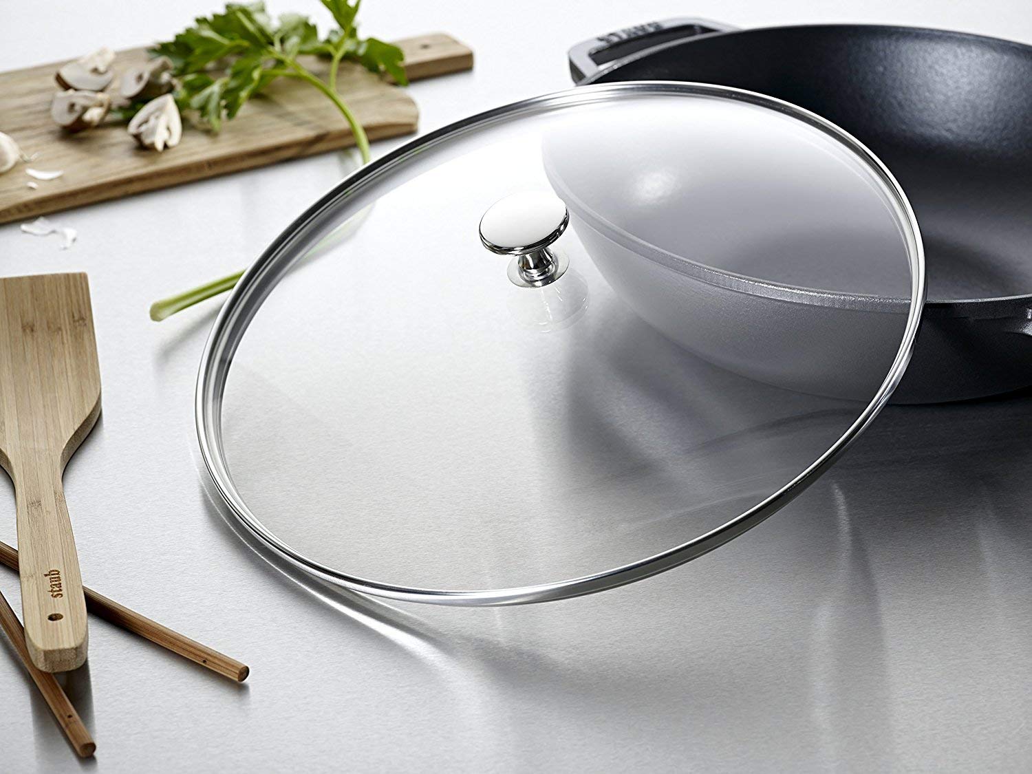 Staub Round Cast Iron Wok with Lid and Rack, 30 cm - Image 4