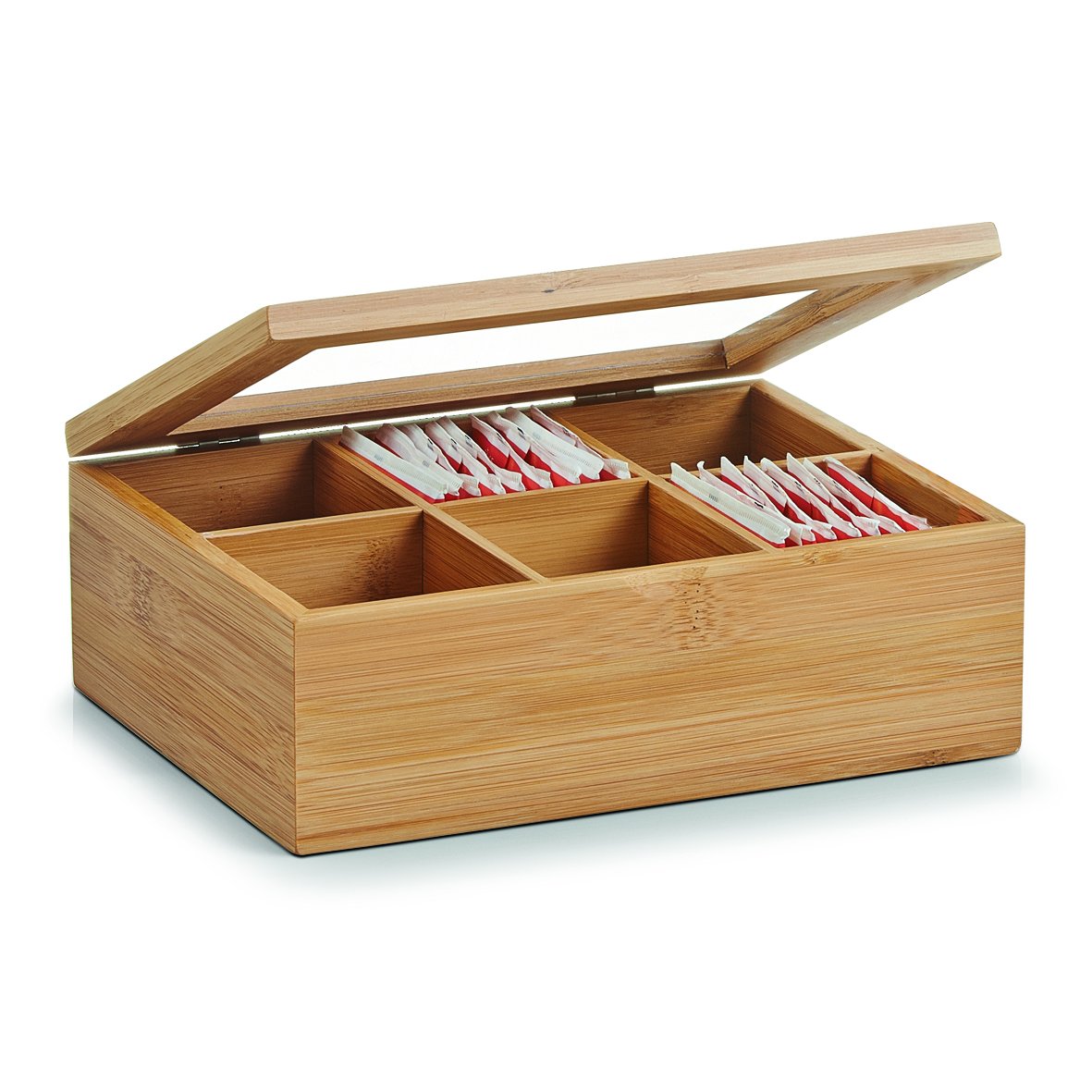 Zeller Tea Box, Wood, Multi-Colour, 21 x 16 x 7.5 cm, 28 x 28 x 8 cm - Image 2