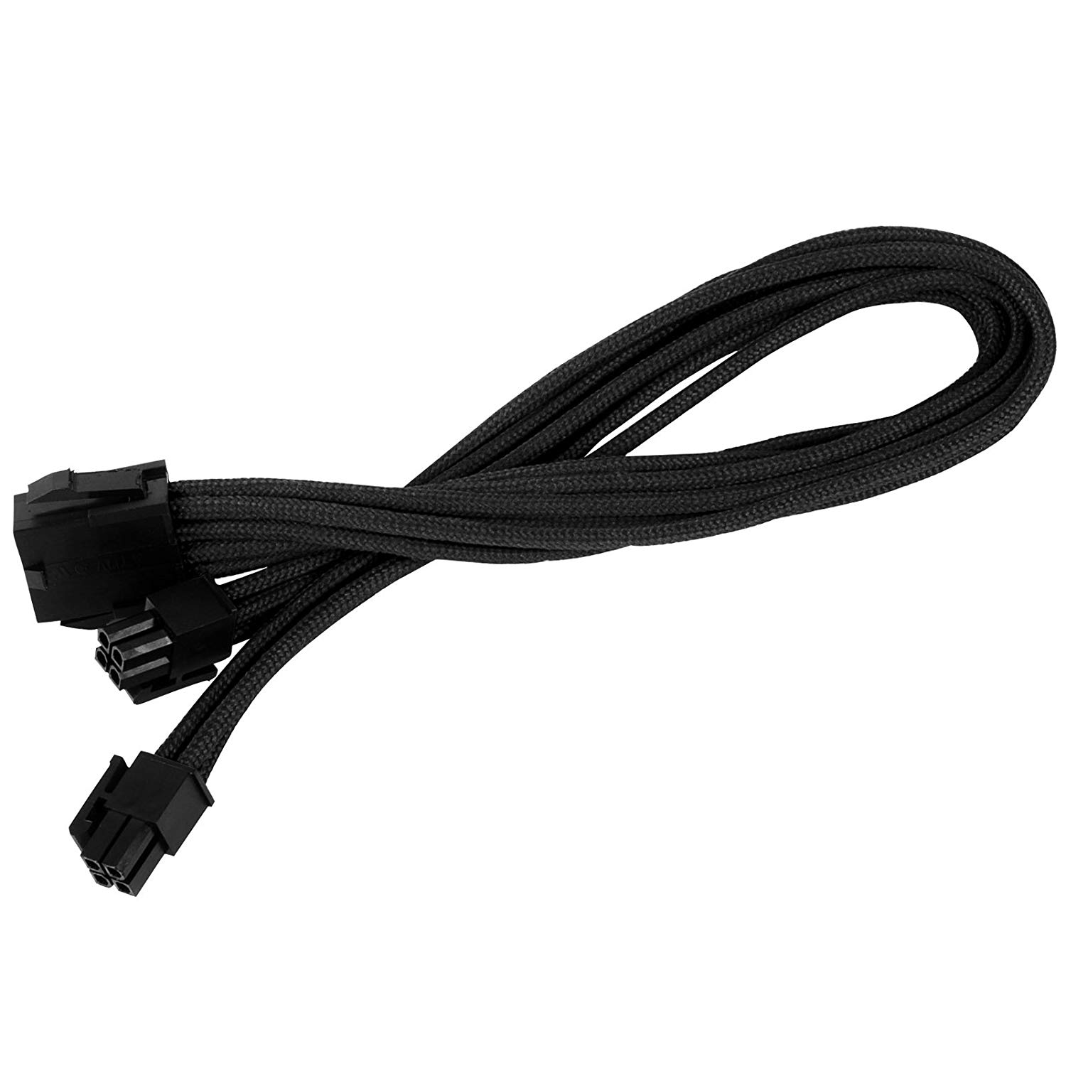 SilverStone SST-PP07-EPS8B - 30cm EPS 8pin to EPS/ATX 4+4pin Sleeved Extention Cable, black, 195mm x 23mm