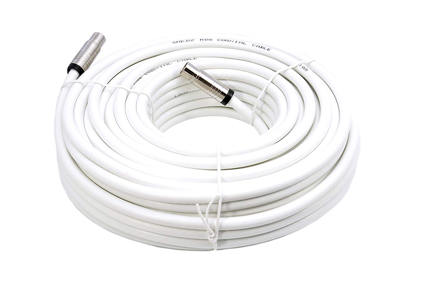 Smedz 15 m TV Aerial Cable Extension Kit with Premium Fitted Compression IEC Male to Male Connectors - White