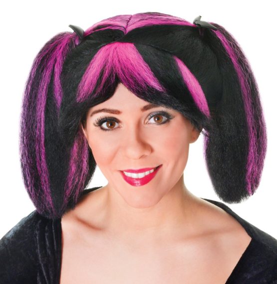 Bristol Novelty BW797 Black/Pink Streaks Steampunk Wig