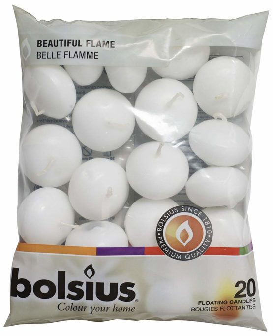 Bolsius Floating Candle-White, Wax, 4.5cm w X 3cm h