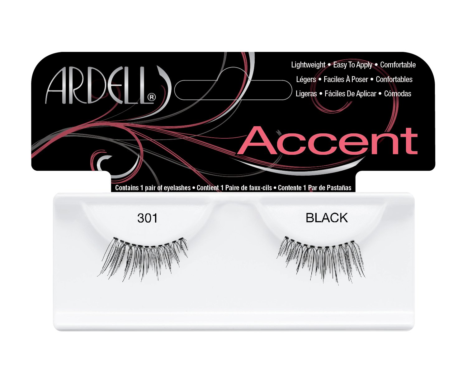 Ardell False Lashes, Lash Accents Strip Lashes Black, Lash Accents #301, 2 count (Pack of 1)