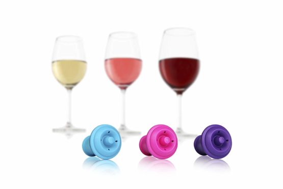 Vacu Vin Wine Saver Vacuum Stoppers, Set of 3 - Purple / Blue / Pink - Image 2