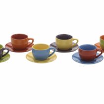 Colourful Cups & Mugs Set of 6 Espresso Cups & Saucers Assorted Colours, 6 Count (Pack of 1)