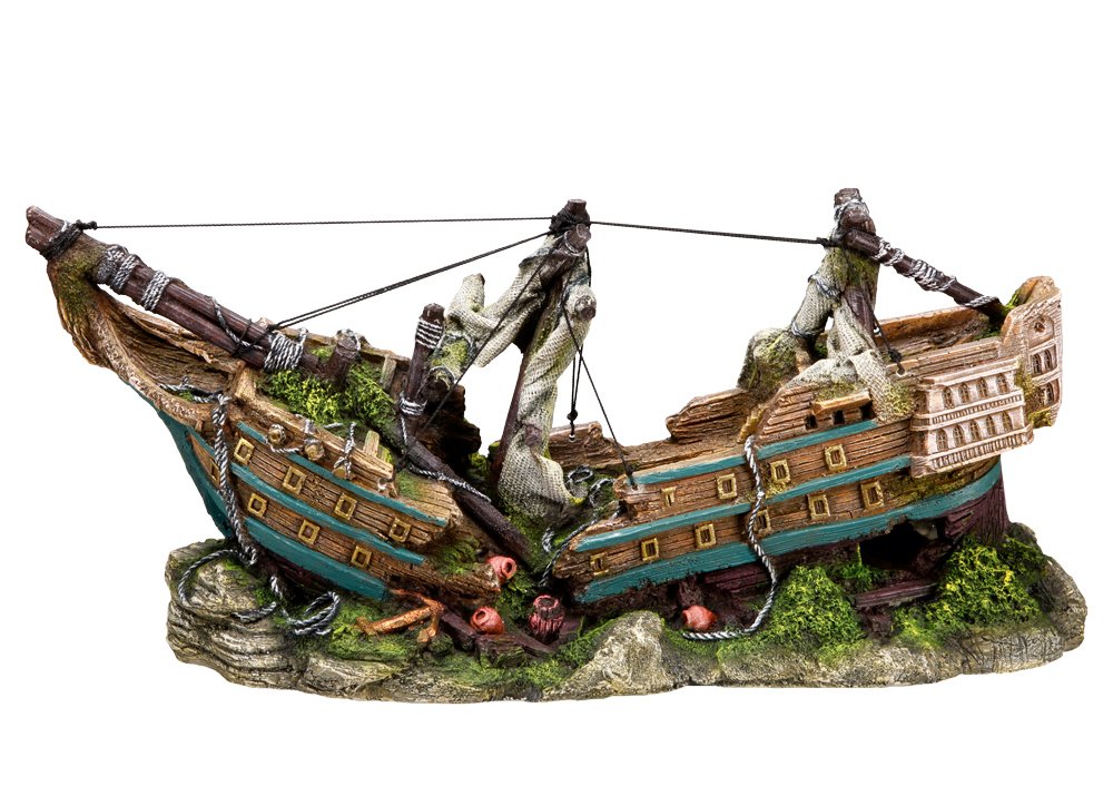 Nobby Boat Aquarium Hanging Ornament, 44.5 x 16 x 20 cm, Resin, Mother’s Day, Braun, Small