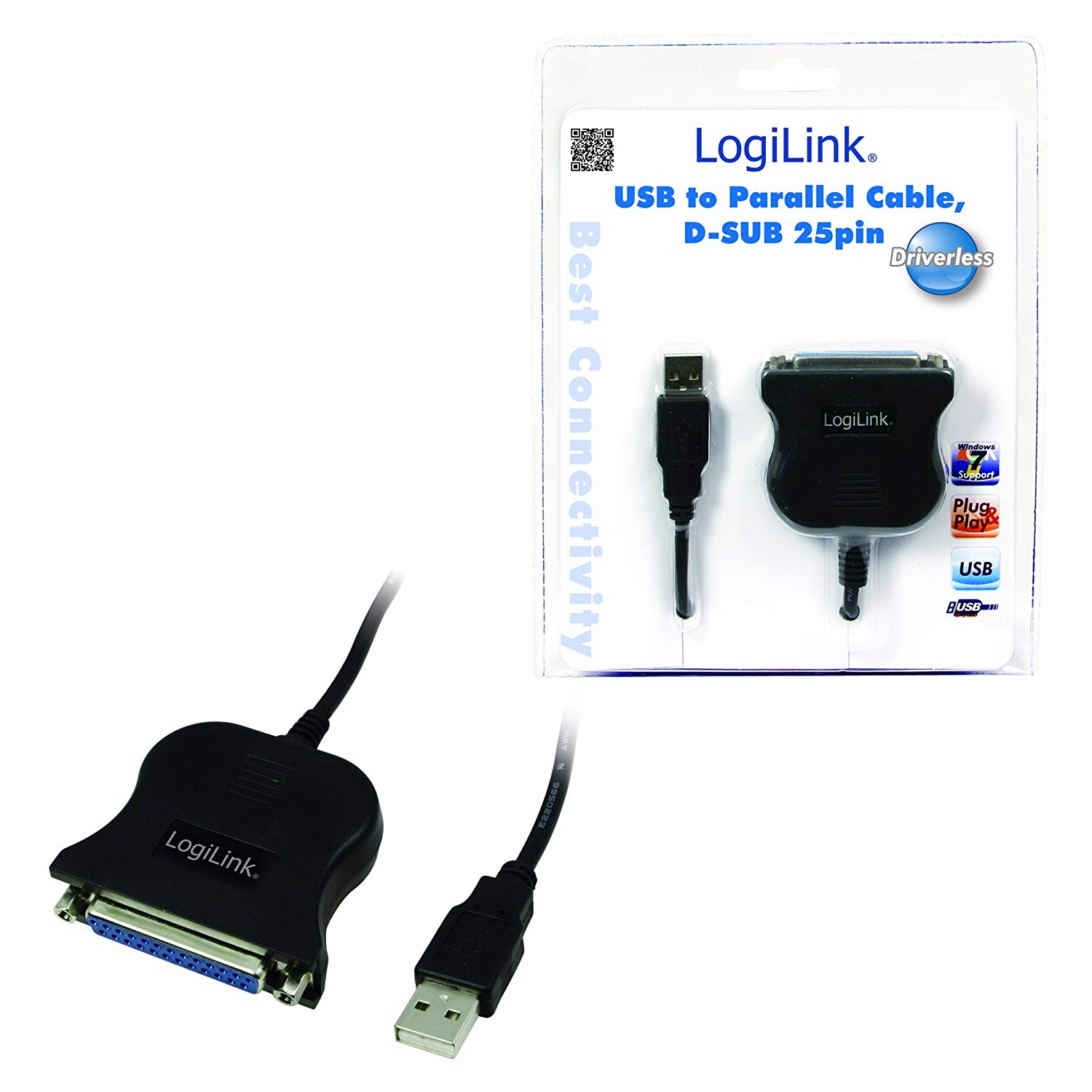 LogiLink UA-0054A USB to 25DB Adaptor Cable, Schwarz - Image 3