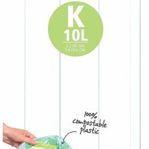 Brabantia Compostable Bin Liners for Food Waste & Organic Composting (Size K/10 Litre) Biodegradable Small Bin Bags (Pack of 10 Bags)