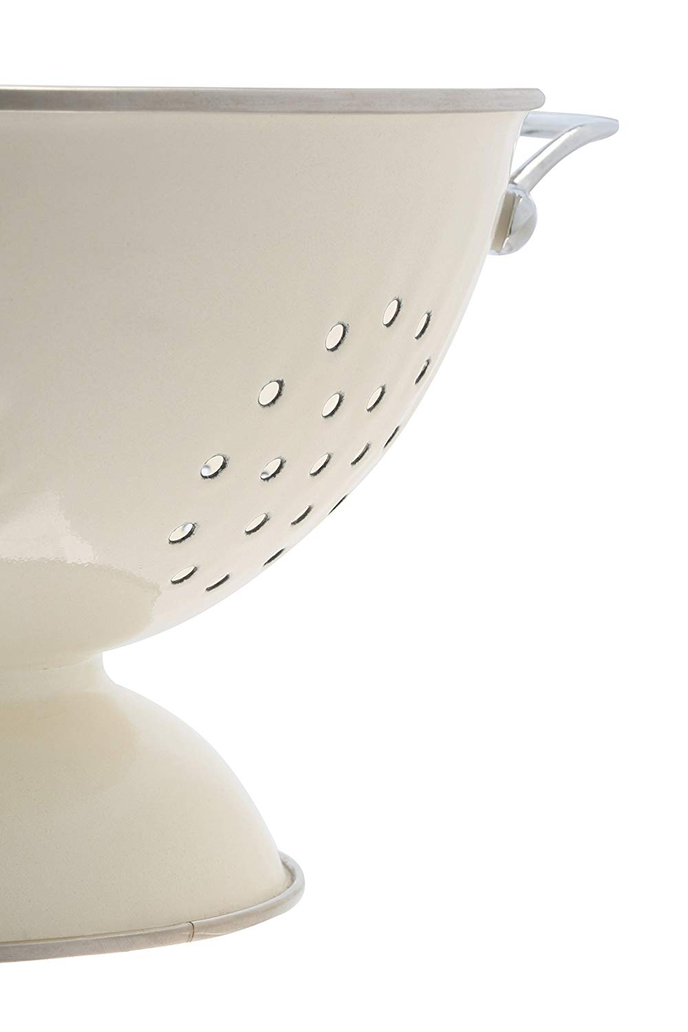 Premier Housewares Enamel Retro Colander, Stainless Steel Pasta Strainer - Cream, H13 x W23 x D23cm - Image 3