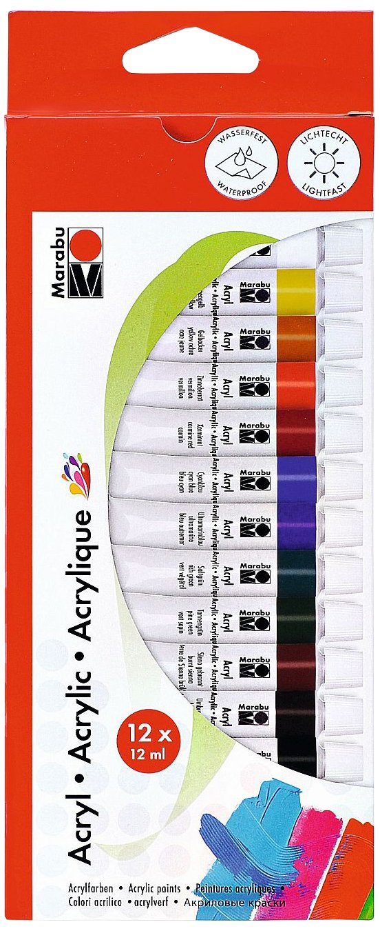 Marabu Acrylic Paint, Multi, 12ml, Multicolor, 144 ml (Pack of 1)