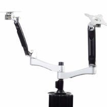 SilverStone SST-ARM22SC - Two ARM LCD LED Monitor Mount Bracket, Adjustable, with 360° Rotation, 90° tilt up/ down, 90° tilt left/ right & Pull Out 180° Swivel Arm - Max VESA 100x100, silver