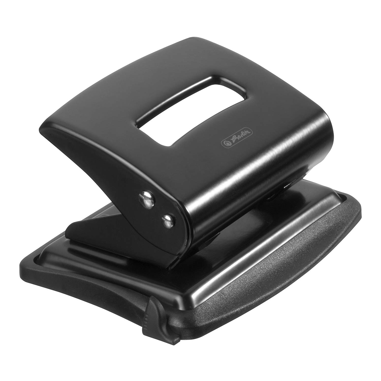 Herlitz 2.0mm Metal Office Punch with Adjustable Paper Guide - Black