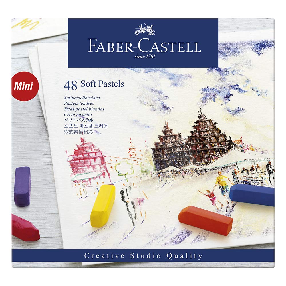 Faber-Castell Creative Studio Soft Pastels Mini, Multicoloured, Cardboard Wallet of 48, Art, Craft, Drawing, Sketching, Home