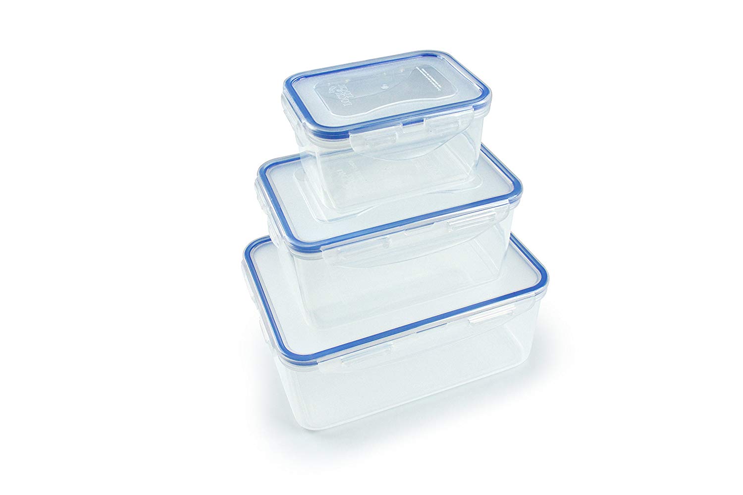 LocknLock Set of 3 Food Storage Containers with Lids Airtight, Leakproof, Rectangular Clear Plastic Food Storage Containers - Image 3